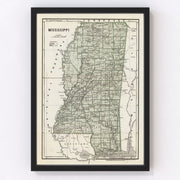 Mississippi Vintage Map 1842