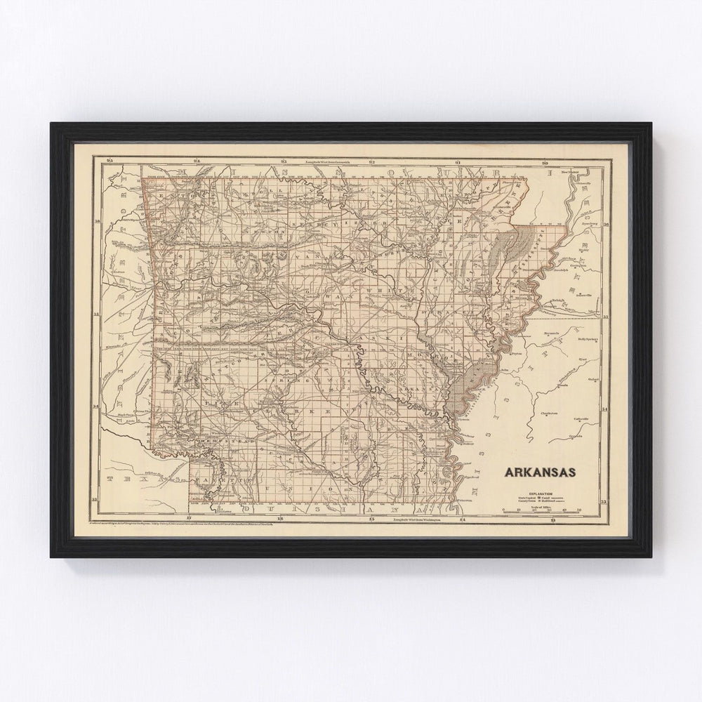 Arkansas Vintage Map 1842