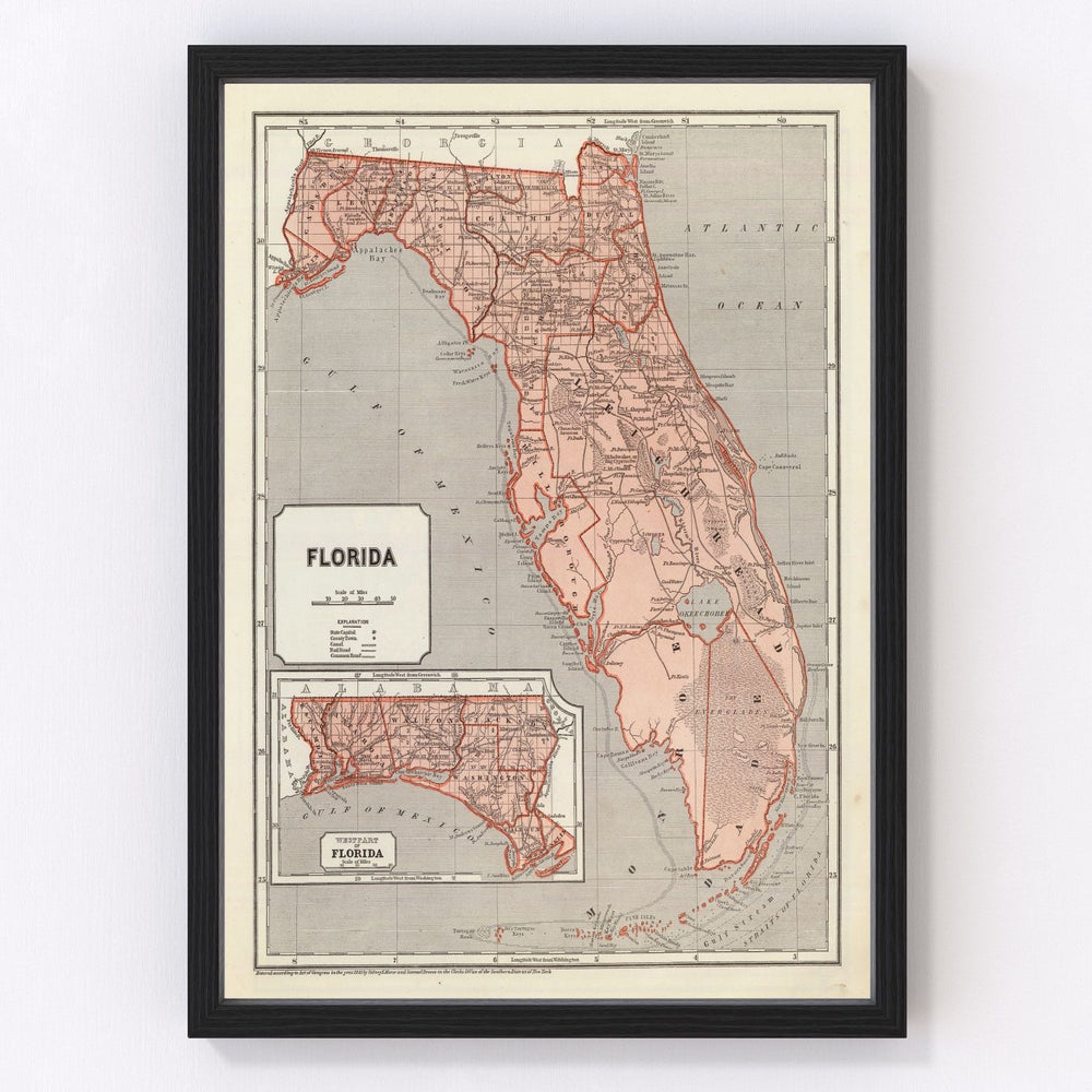 Florida Vintage Map 1842