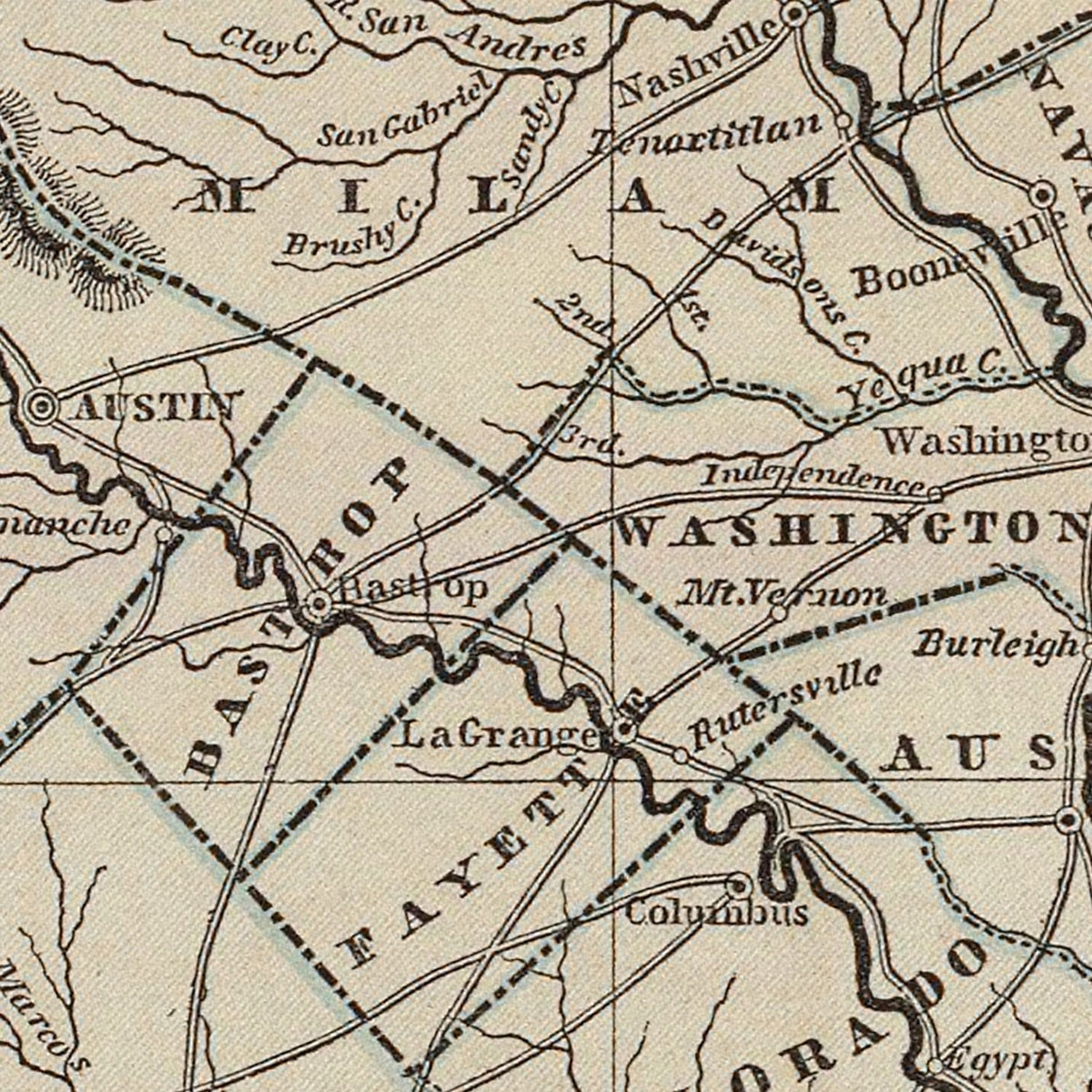 Restored historic details from the 1842 state map of Texas, Texas