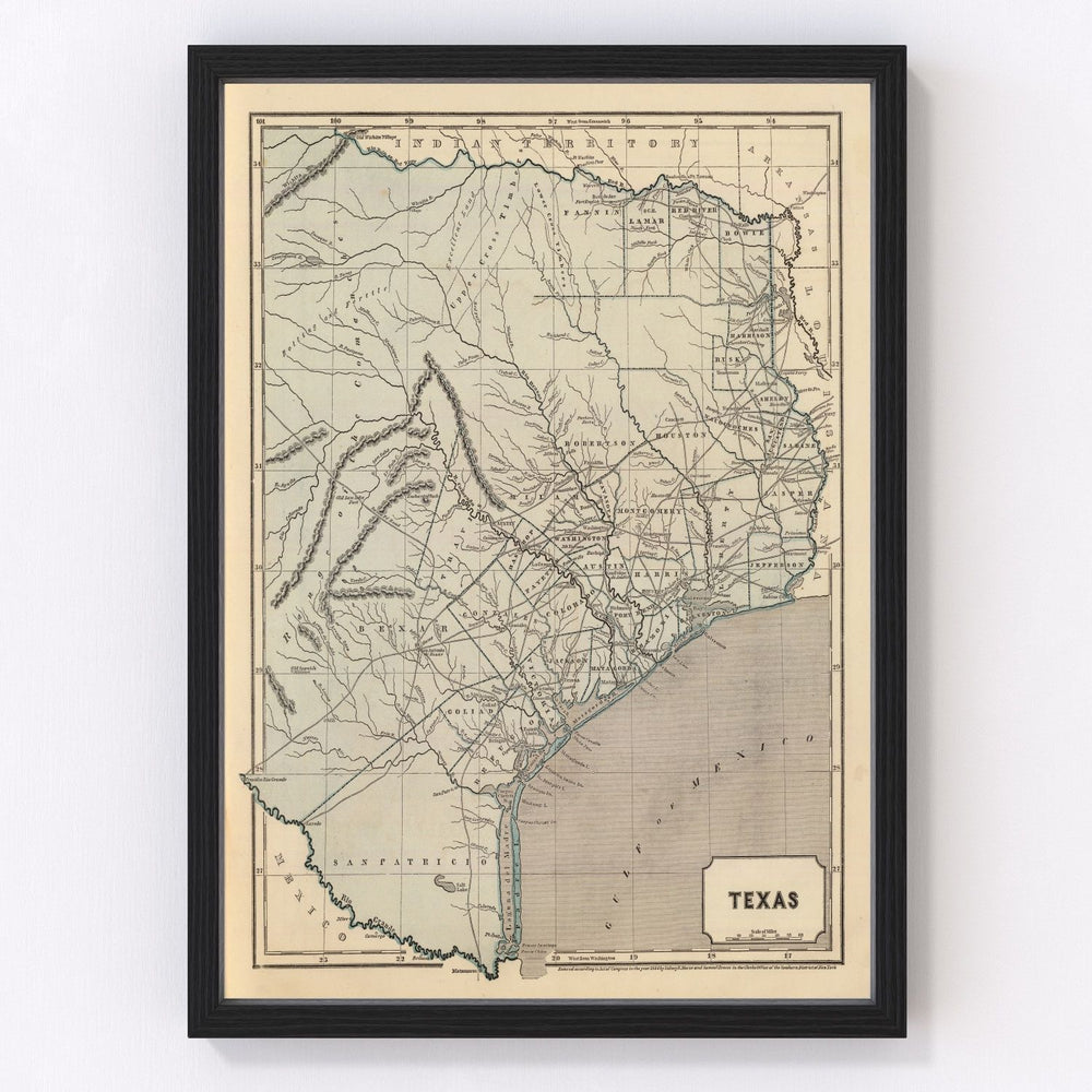 Texas Vintage Map 1842