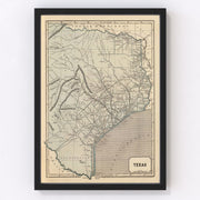 Texas Vintage Map 1842