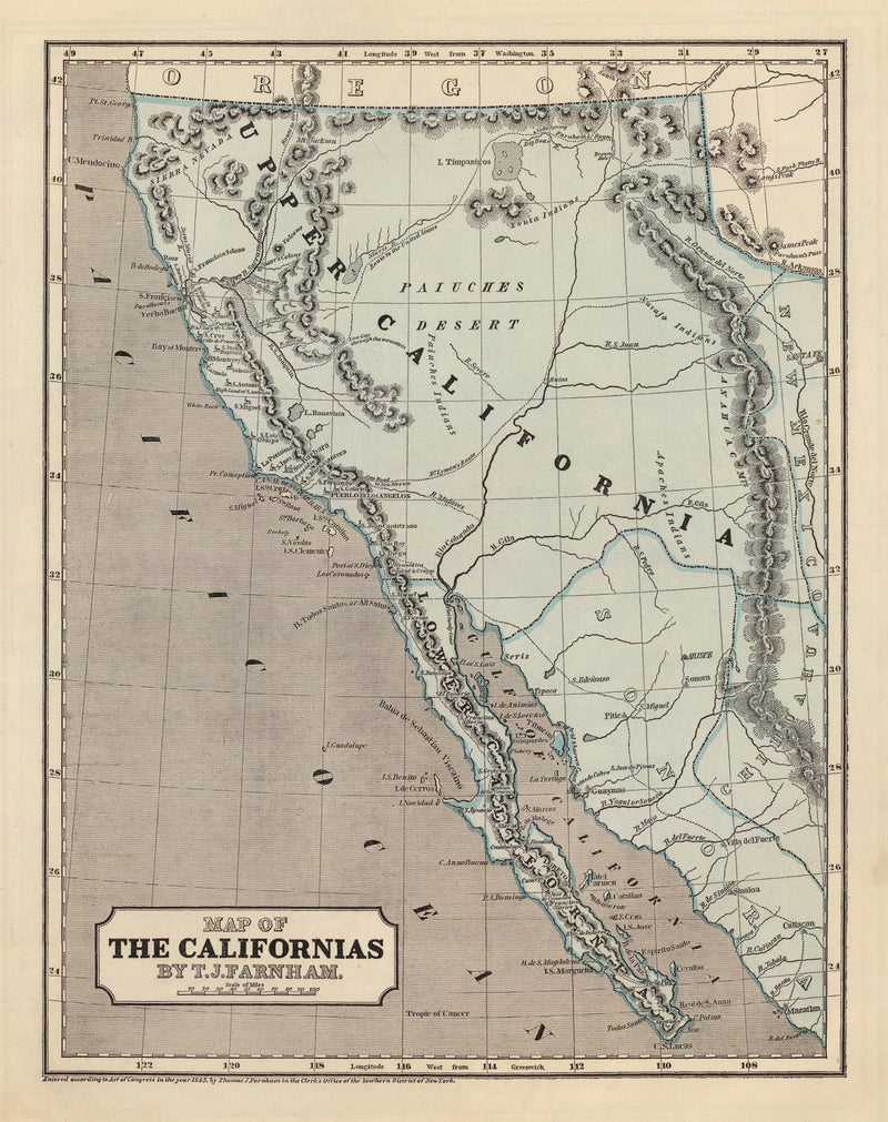 Size comparison using Vintage Map of California 1842