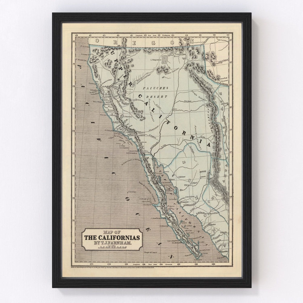 California Vintage Map 1842