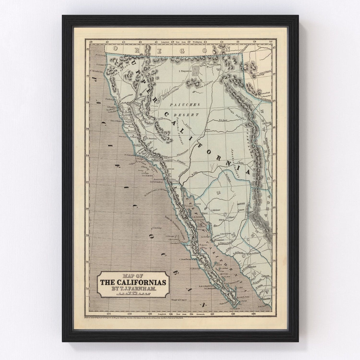 California Vintage Map 1842