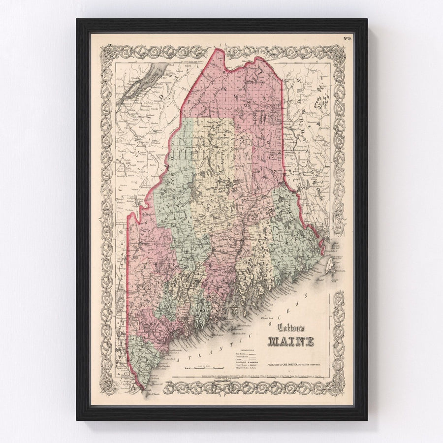 Vintage Map of Maine 1861
