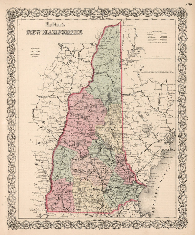 Size comparison using Vintage Map of New Hampshire 1861