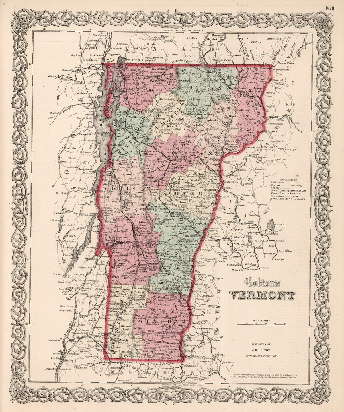 Preview of Vintage Map of Vermont 1861