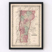 Vermont Vintage Map 1861
