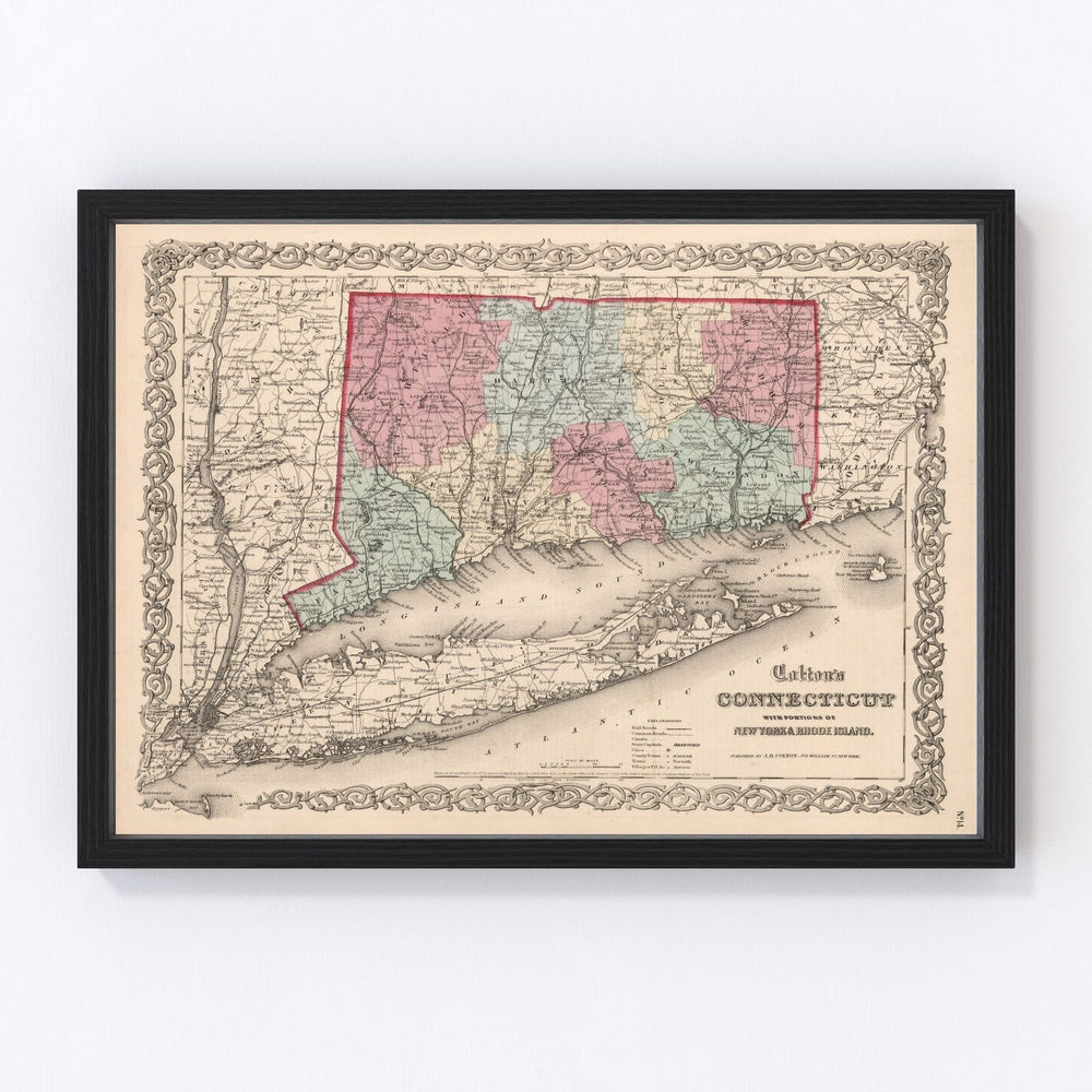 Connecticut Vintage Map 1861