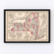 New York Vintage Map 1861