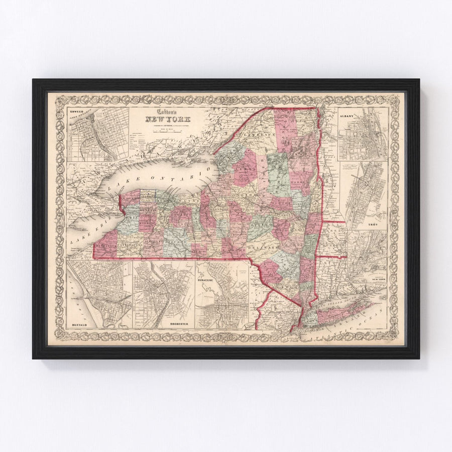 New York Vintage Map 1861