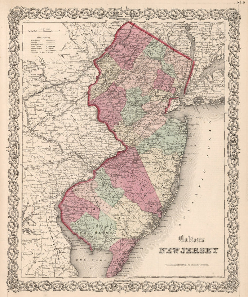 Size comparison using Vintage Map of New Jersey 1861