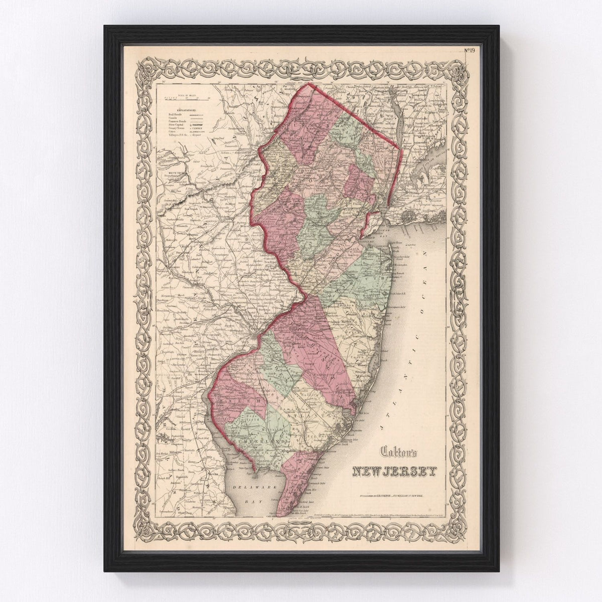 New Jersey Vintage Map 1861