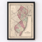 New Jersey Vintage Map 1861