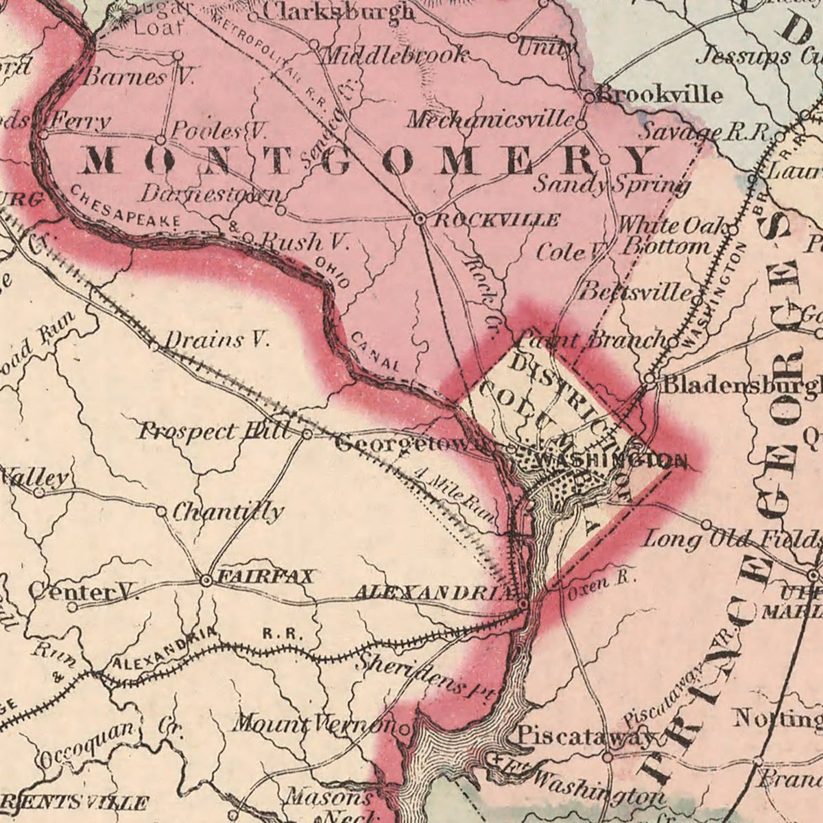 Restored historic details from the 1861 state map of County, Maryland & Delaware