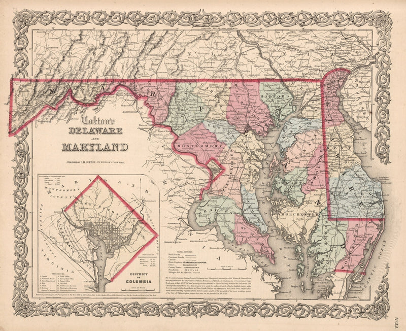Size comparison using Vintage Map of Maryland & Delaware 1861