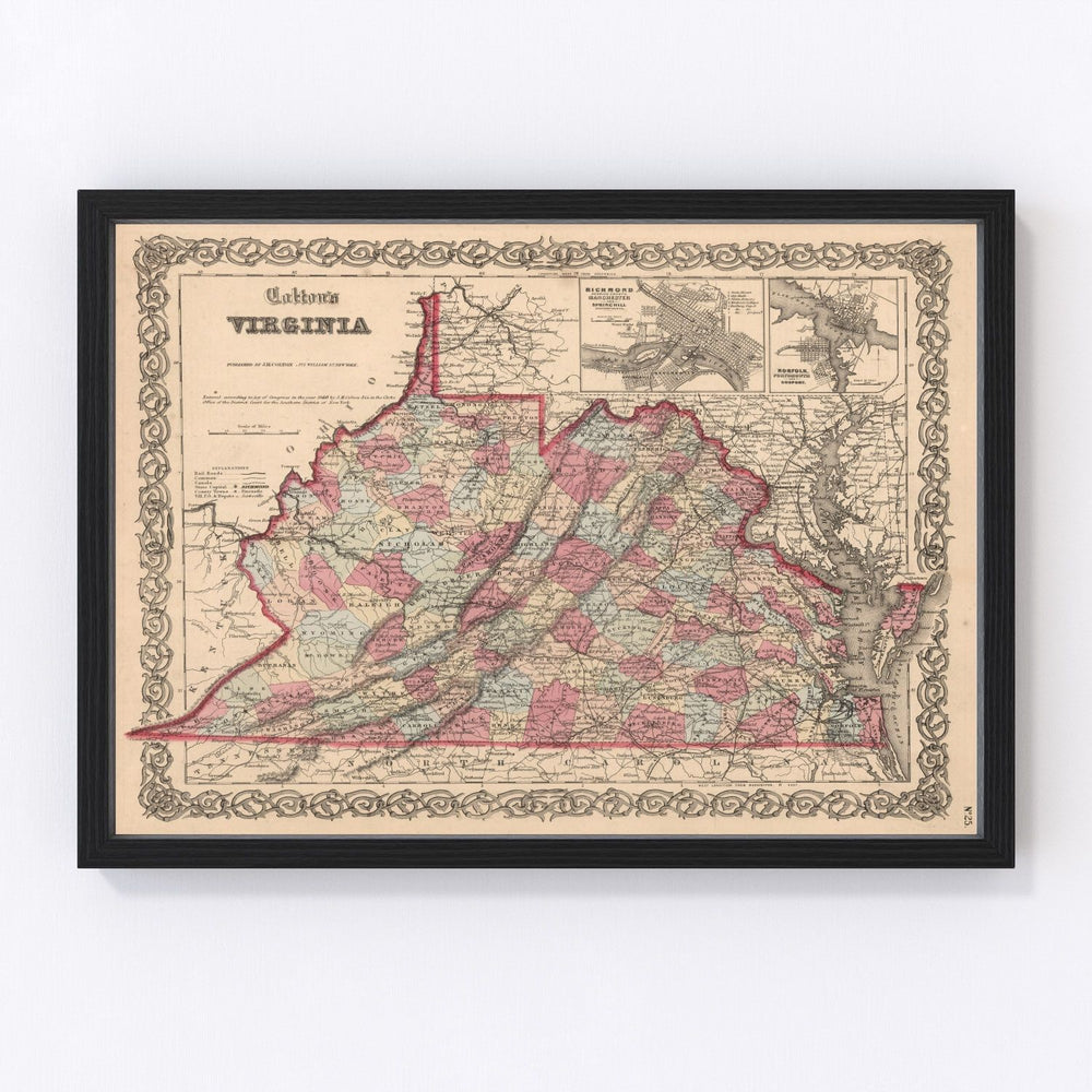Virginia Vintage Map 1861
