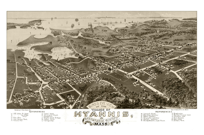 Size comparison using Vintage Map of Hyannis, Massachusetts 1884
