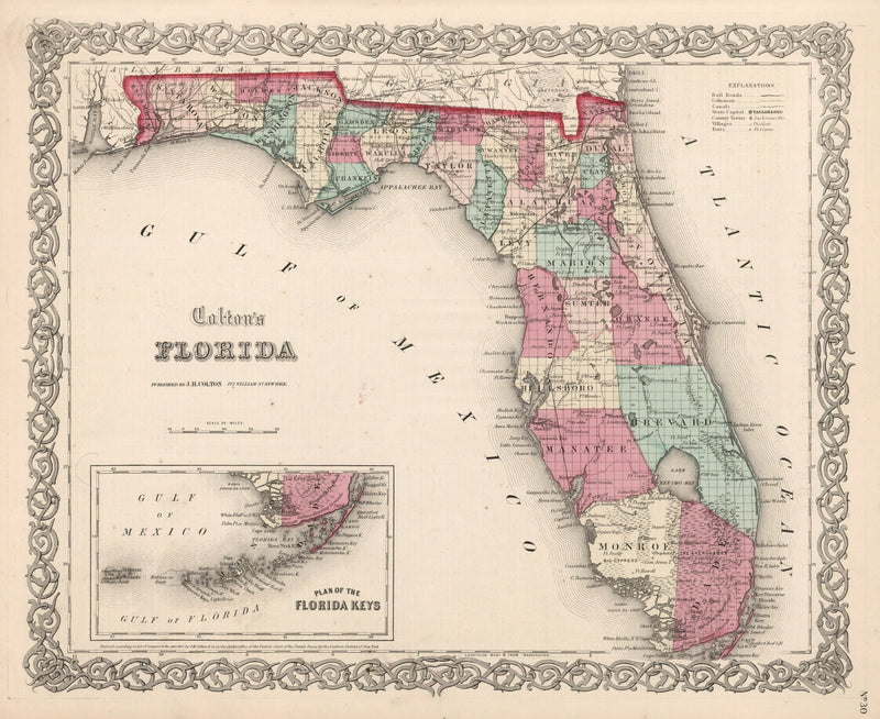 Size comparison using Vintage Map of Florida 1861