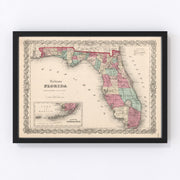 Florida Vintage Map 1861