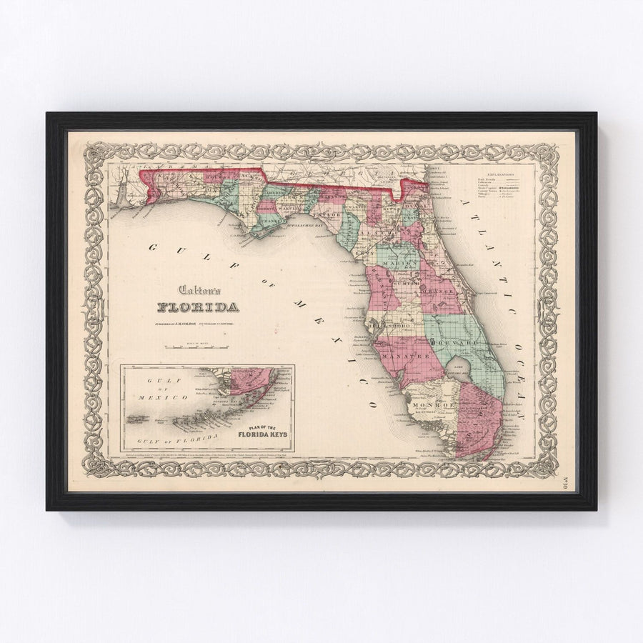 Florida Vintage Map 1861