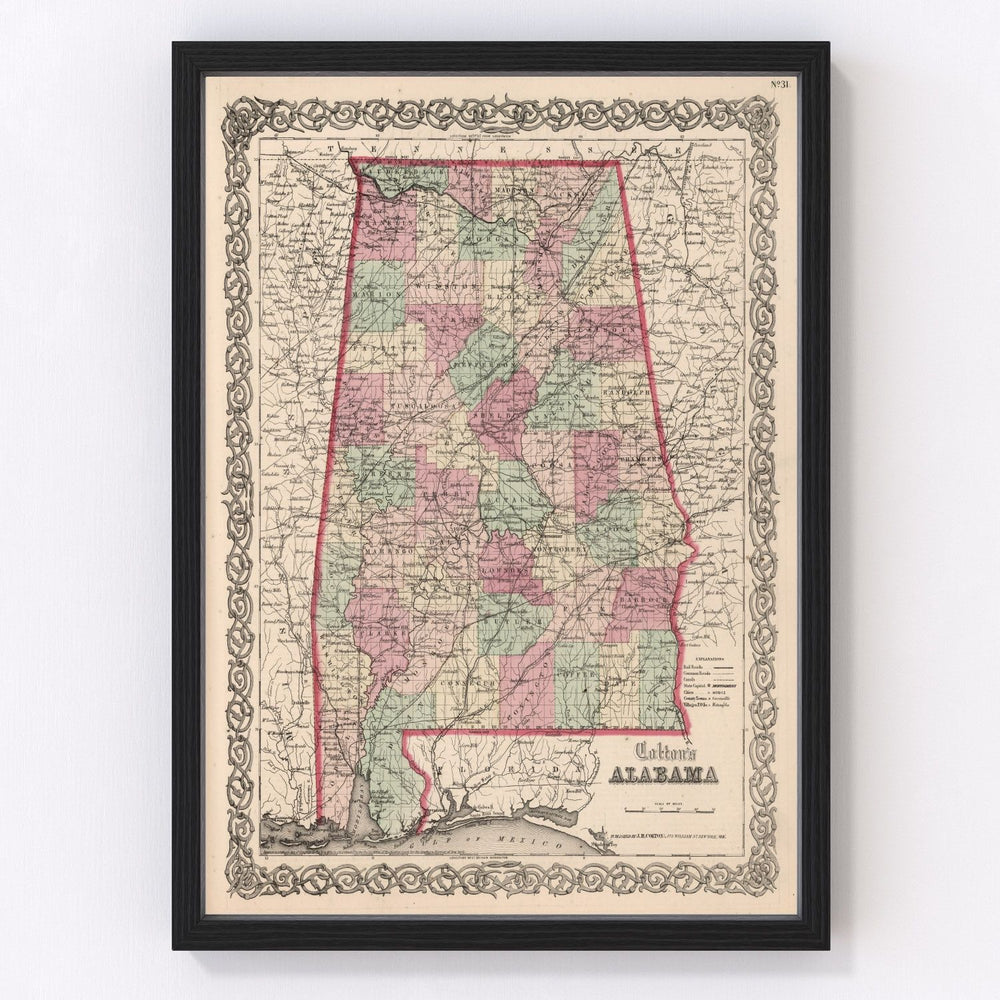 Alabama Vintage Map 1861
