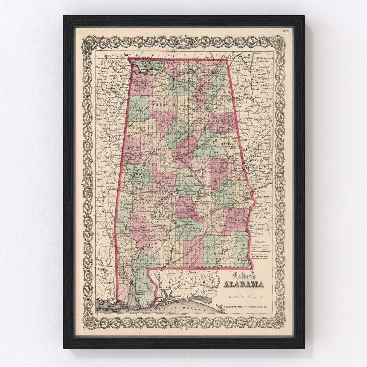 Alabama Vintage Map 1861