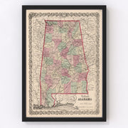 Alabama Vintage Map 1861