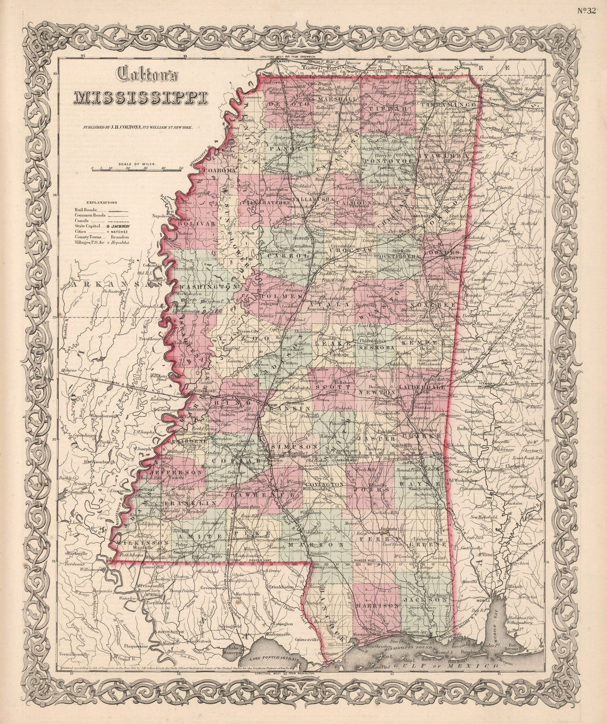 Preview of Vintage Map of Mississippi 1861