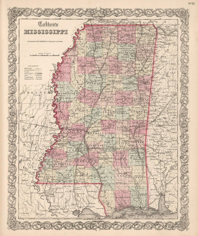 Size comparison using Vintage Map of Mississippi 1861