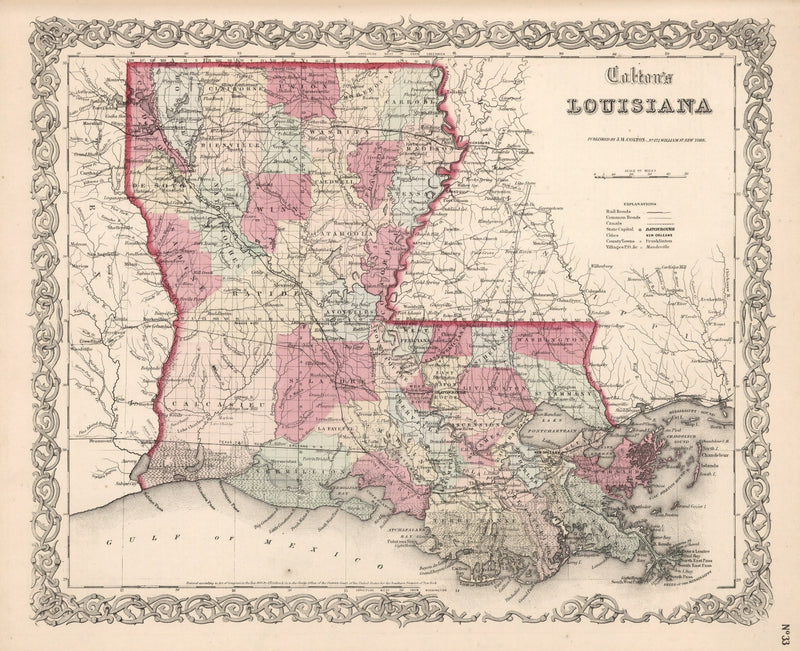 Size comparison using Vintage Map of Louisiana 1861