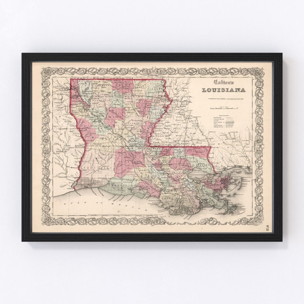 Louisiana Vintage Map 1861