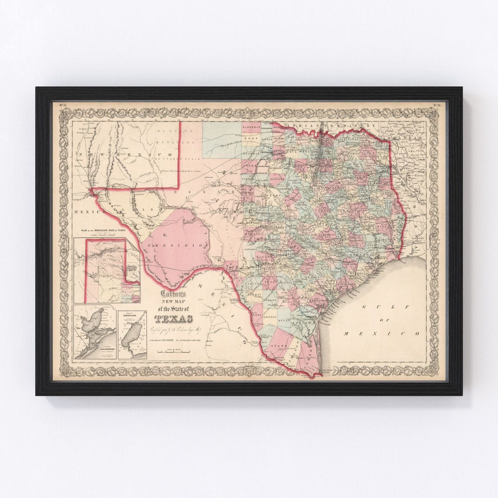Texas Vintage Map 1861