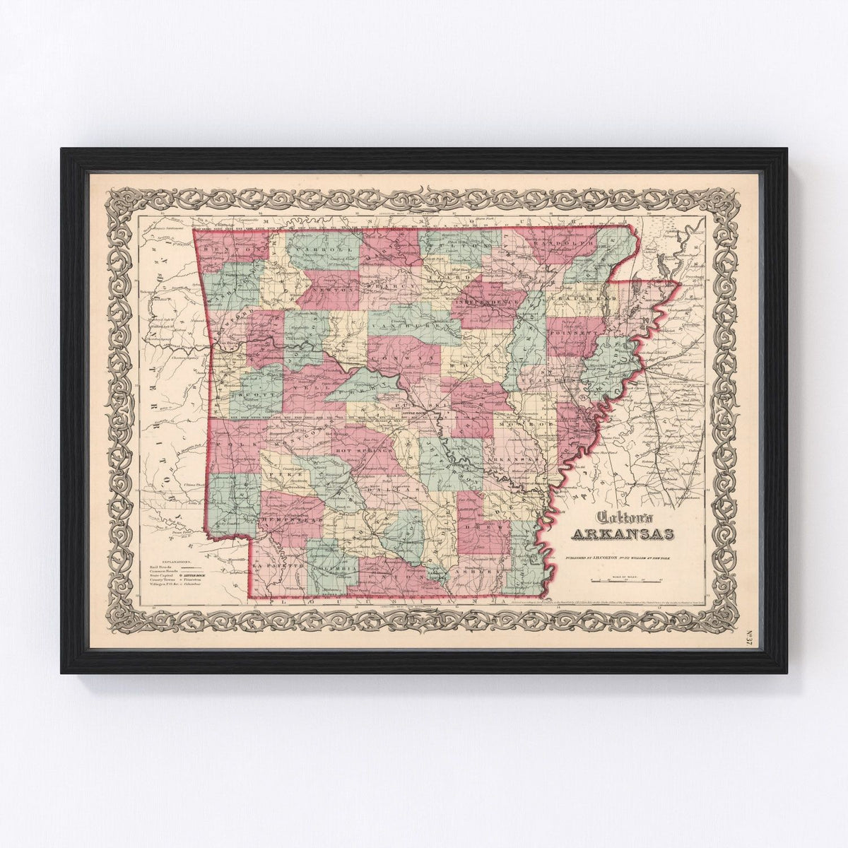 Arkansas Vintage Map 1861