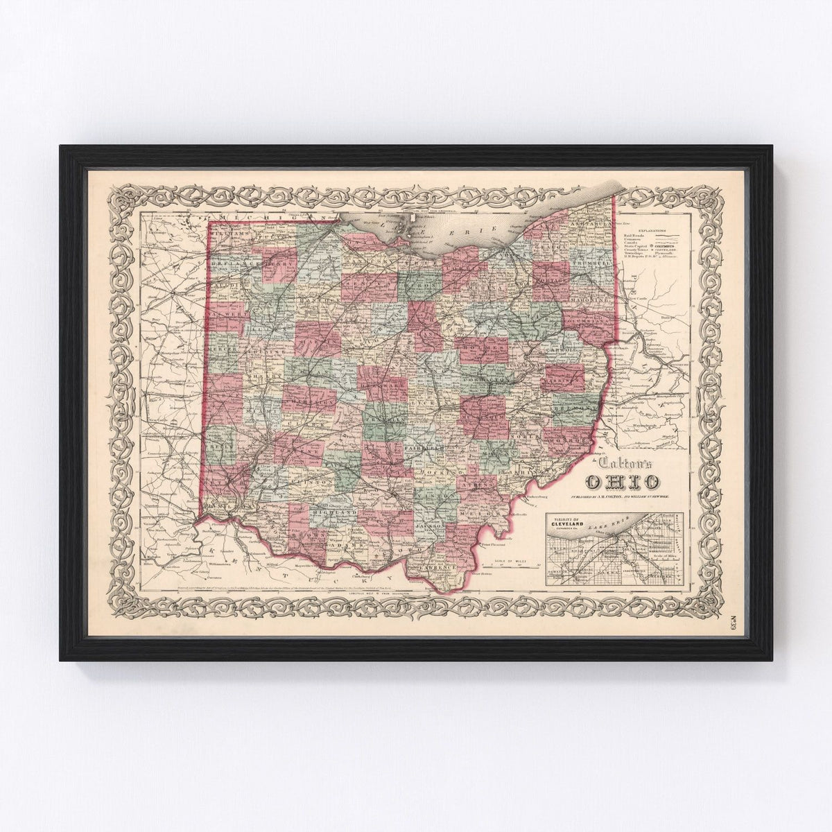 Ohio Vintage Map 1861