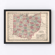 Ohio Vintage Map 1861
