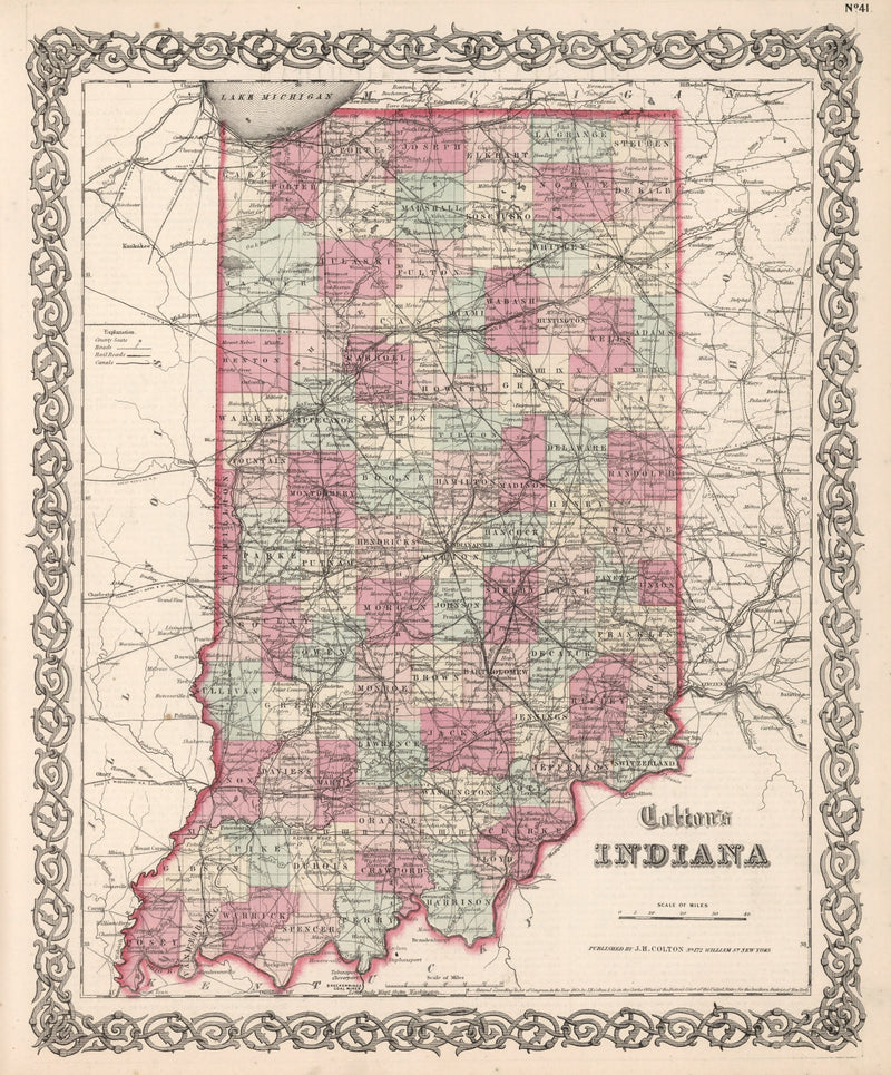 Size comparison using Vintage Map of Indiana 1861