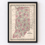 Indiana Vintage Map 1861