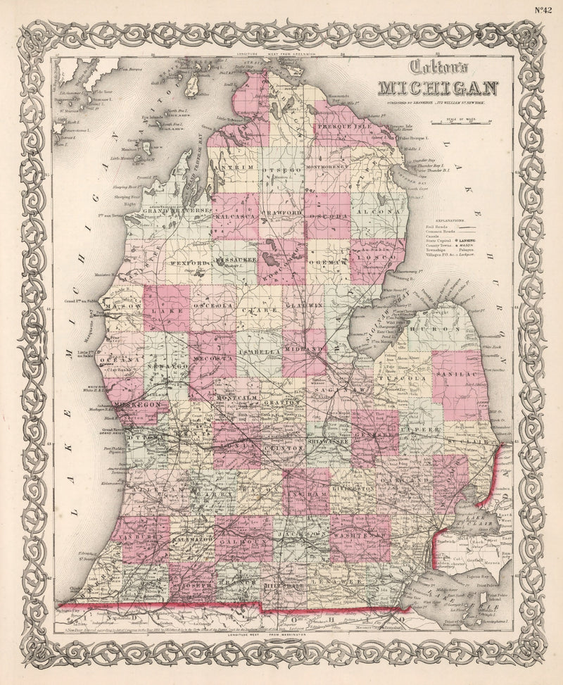 Size comparison using Vintage Map of Michigan 1861