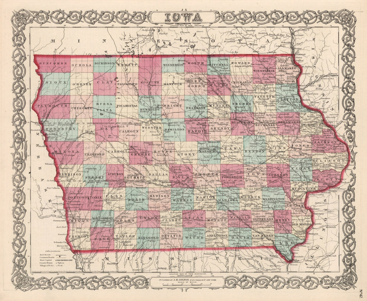Preview of Vintage Map of Iowa 1861