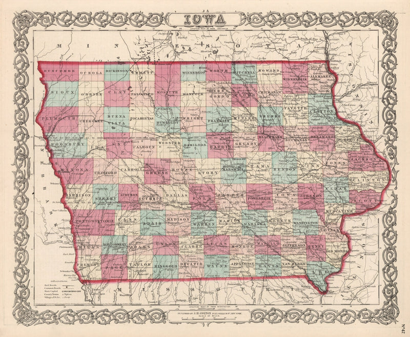 Size comparison using Vintage Map of Iowa 1861