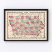 Iowa Vintage Map 1861