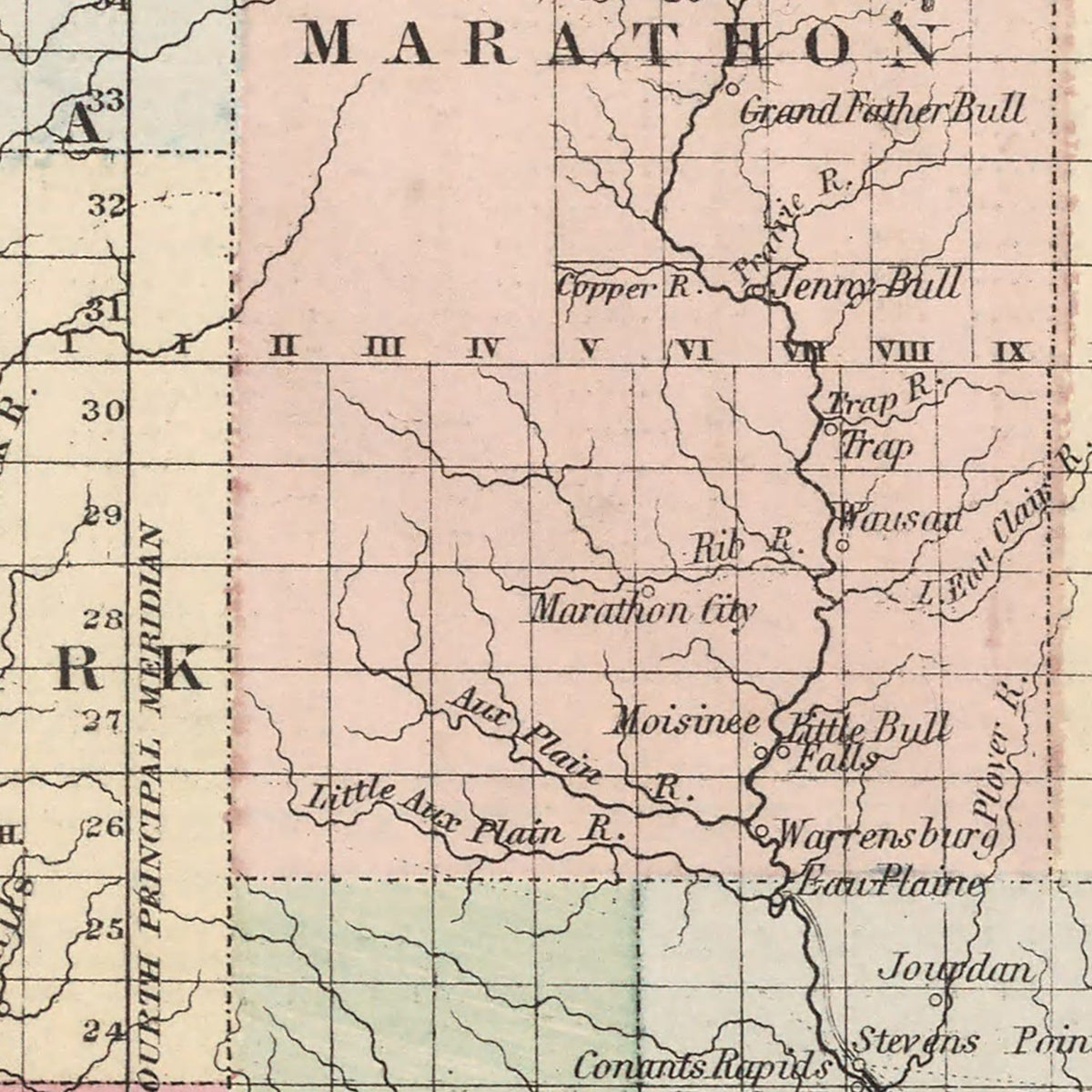 Restored historic details from the 1861 state map of Wisconsin, Wisconsin