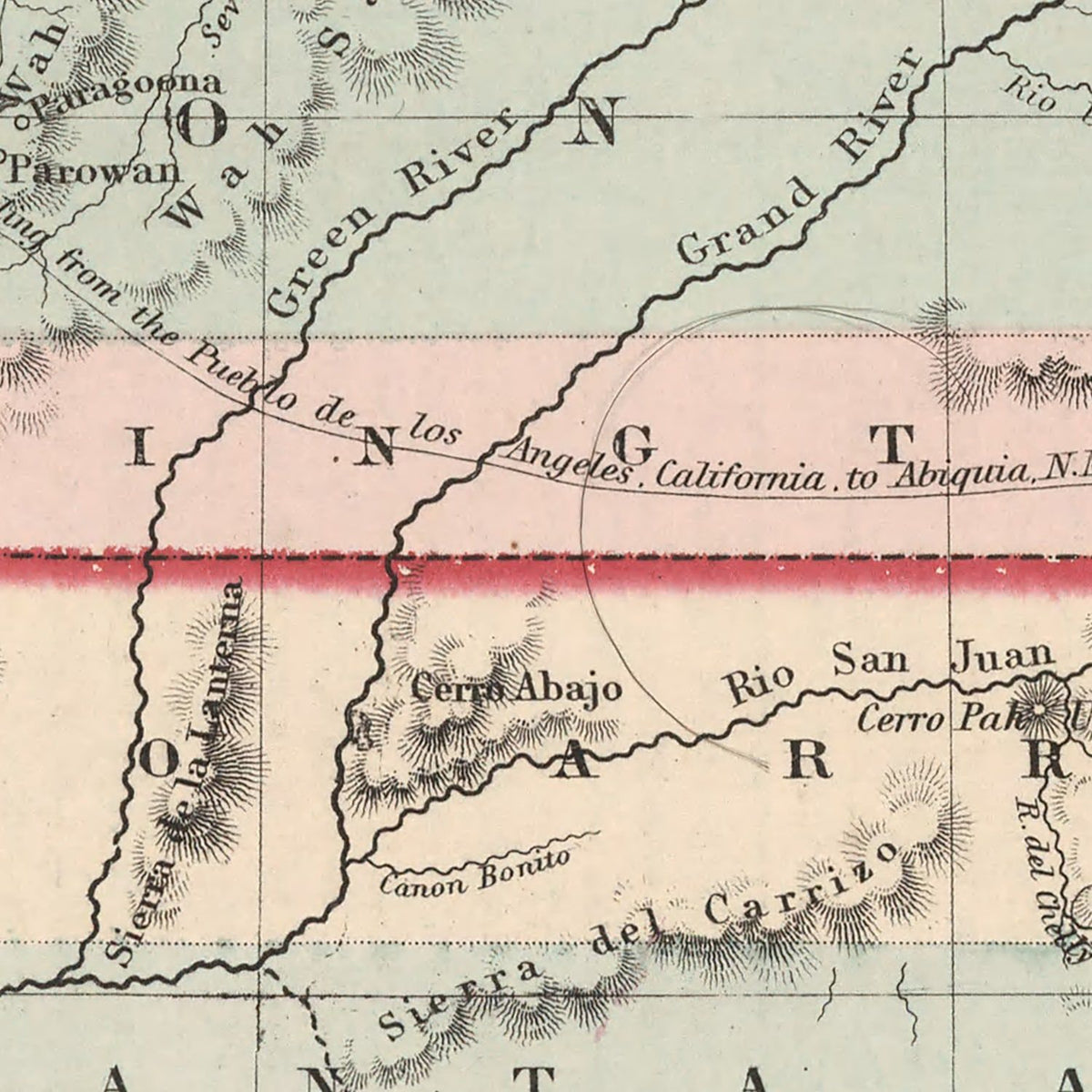 Restored historic details from the 1861 state map of County, New Mexico & Utah