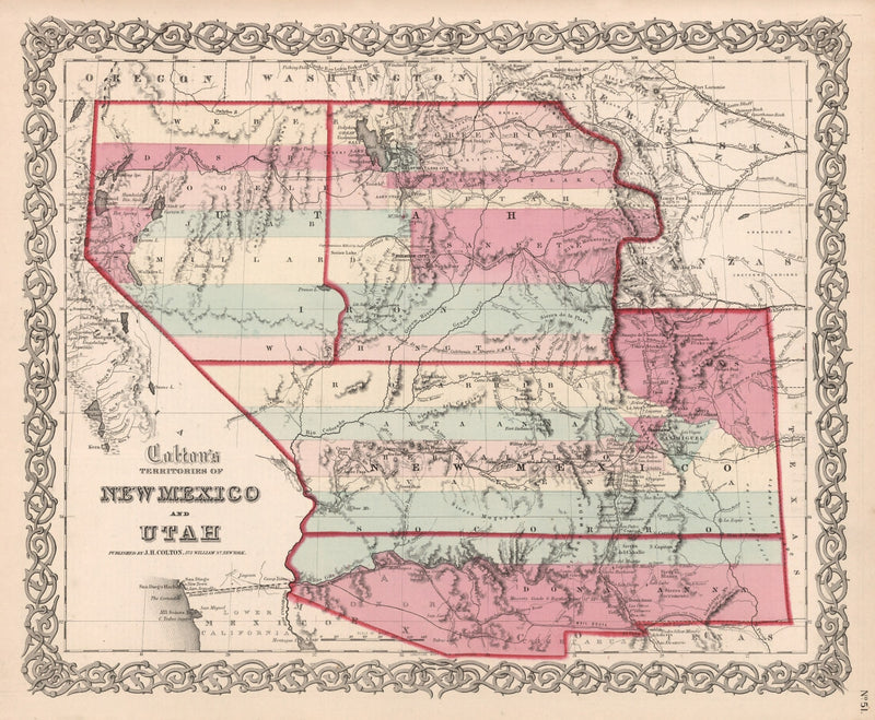 Size comparison using Vintage Map of New Mexico & Utah 1861