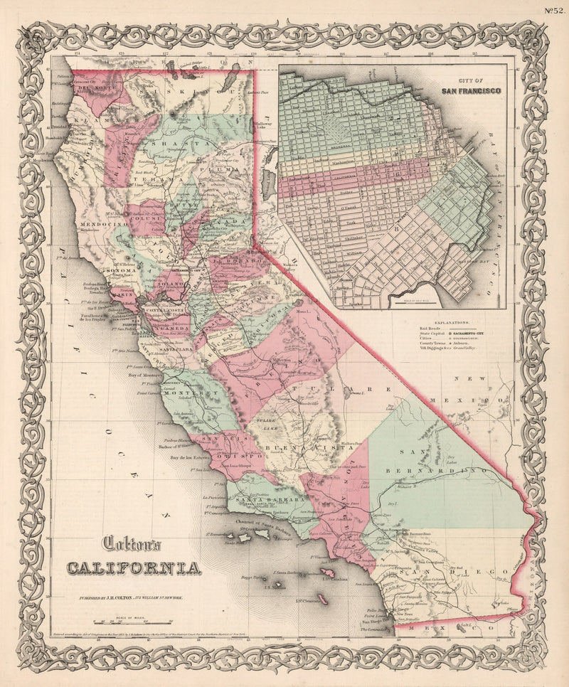 Size comparison using Vintage Map of California 1861