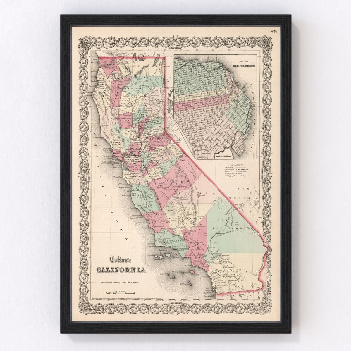 California Vintage Map 1861