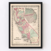 California Vintage Map 1861