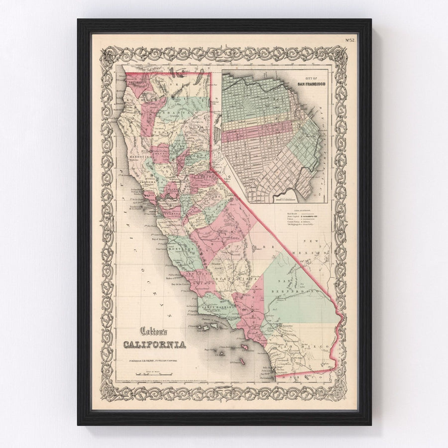 California Vintage Map 1861